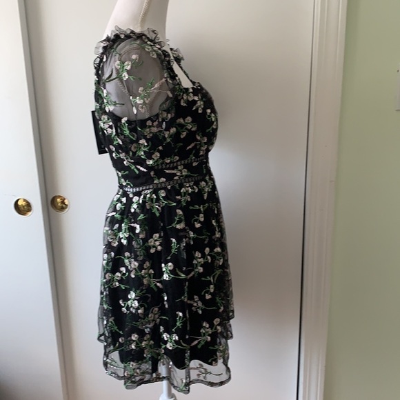 NWT Lulus Radiant Love Black Embroidered Skater Dress S - Picture 9 of 14